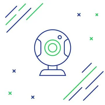Line Web camera icon isolated on white background. Chat camera. Webcam icon 스톡 일러스트