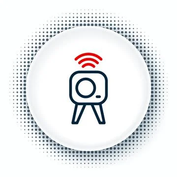 Line Web camera icon isolated on white background. Chat camera. Webcam icon 스톡 일러스트