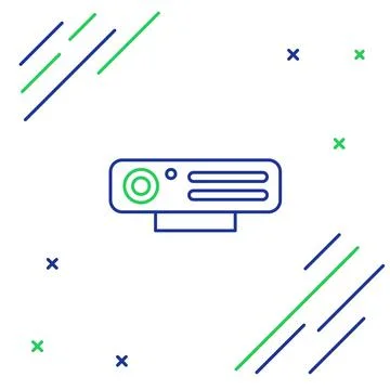 Line Web camera icon isolated on white background. Chat camera. Webcam icon Illustrazione stock