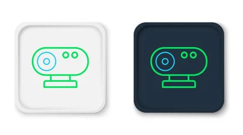 Line Web camera icon isolated on white background. Chat camera. Webcam icon Stockillustratie