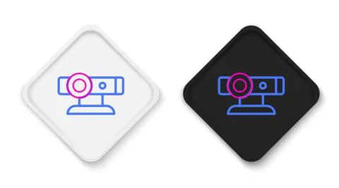 Line Web camera icon isolated on white background. Chat camera. Webcam icon 스톡 일러스트