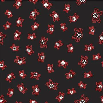 Line Web camera icon isolated seamless pattern on black background. Chat camera Illustrazione stock