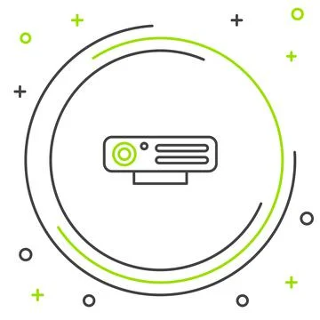 Line Web camera icon isolated on white background. Chat camera. Webcam icon 스톡 일러스트