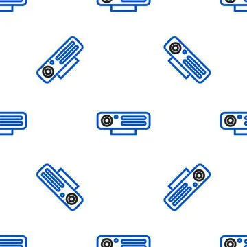 Line Web camera icon isolated seamless pattern on white background. Chat camera Stock Illustration