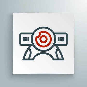 Line Web camera icon isolated on white background. Chat camera. Webcam icon 스톡 일러스트