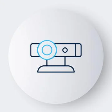 Line Web camera icon isolated on white background. Chat camera. Webcam icon Stock Illustration