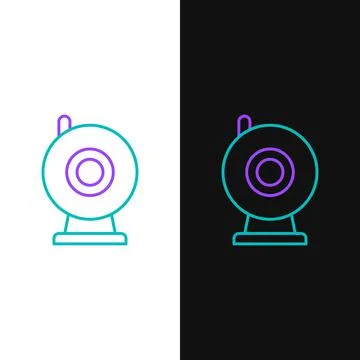 Line Web camera icon isolated on white and black background. Chat camera. Web 스톡 일러스트