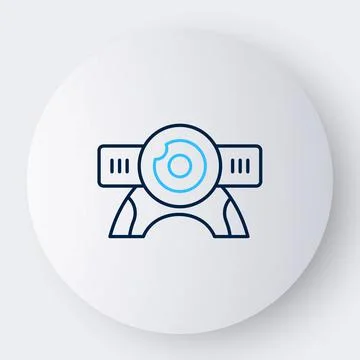 Line Web camera icon isolated on white background. Chat camera. Webcam icon.  스톡 일러스트
