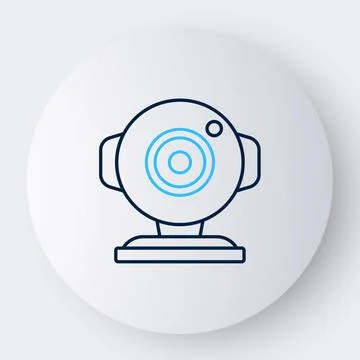 Line Web camera icon isolated on white background. Chat camera. Webcam icon 스톡 일러스트