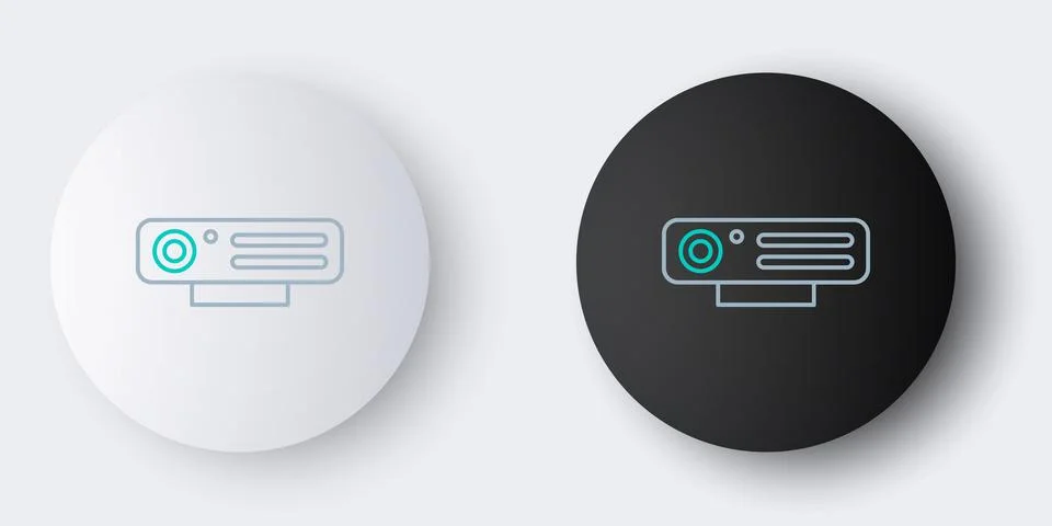Line Web camera icon isolated on grey background. Chat camera. Webcam icon Stock Illustration