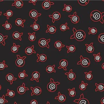 Line Web camera icon isolated seamless pattern on black background. Chat camera Illustrazione stock