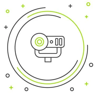 Line Web camera icon isolated on white background. Chat camera. Webcam icon.. Stock Illustration