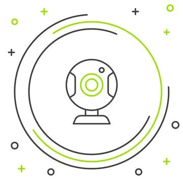 Line Web camera icon isolated on white background. Chat camera. Webcam icon.. 스톡 일러스트
