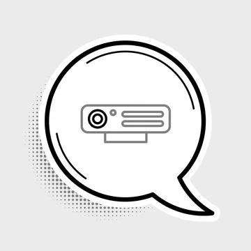 Line Web camera icon isolated on grey background. Chat camera. Webcam icon... 스톡 일러스트