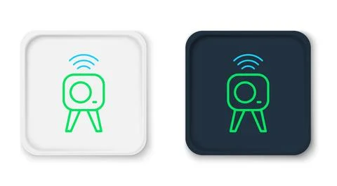 Line Web camera icon isolated on white background. Chat camera. Webcam icon.. Stock Illustration