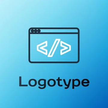 Line Web design and front end development icon isolated on blue background イラスト素材