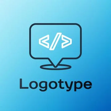 Line Web design and front end development icon isolated on blue background イラスト素材