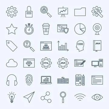 Line Web Development Icons Illustrazione stock