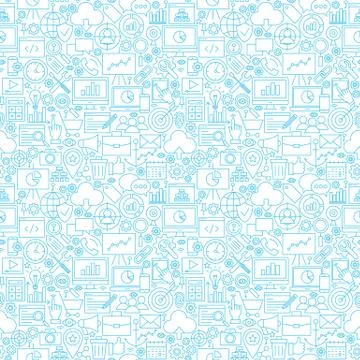 Line Web Development White Seamless Pattern Stock Illustration