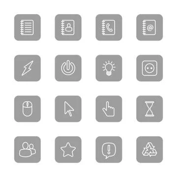 Line web icon set on gray rounded rectangle Stock Illustration