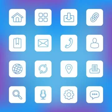 Line web icon set on white rounded rectangle Stock Illustration