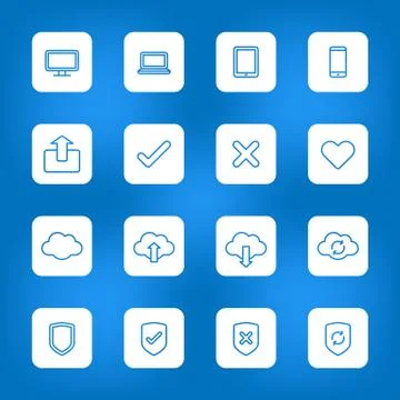 Line web icon set on white rounded rectangle Stock Illustration