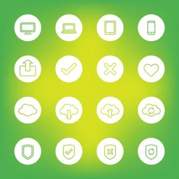 Line web icon set on white circle Stock Illustration