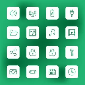 Line web icon set on white rounded rectangle Stock Illustration