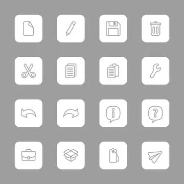 Line web icon set on white rounded rectangle Stock Illustration