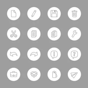 Line web icon set on white circle Stock Illustration