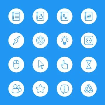 Line web icon set on white circle Stock Illustration