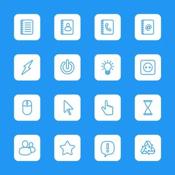 Line web icon set on white rounded rectangle Stock Illustration