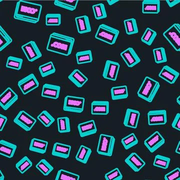 Line Website template icon isolated seamless pattern on black background Illustrazione stock