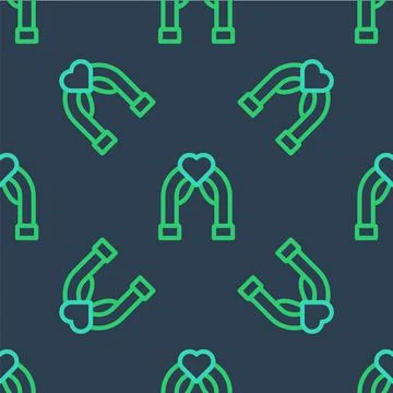 Line Wedding arch icon isolated seamless pattern on blue background. Wedding Ilustración de archivo