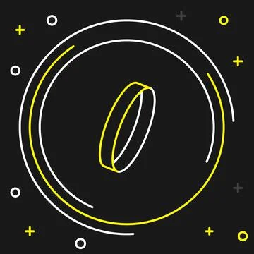 Line Wedding ring icon isolated on black background. Bride and groom jewelry Stock Illustration