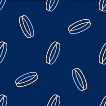 Line Wedding ring icon isolated seamless pattern on blue background. Bride and Stock Illustration