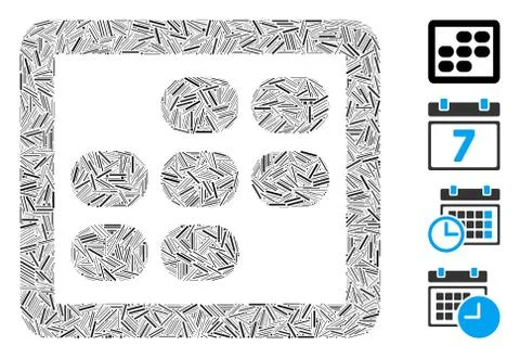 Line Week Calendar Icon Vector Mosaic Stock Illustration