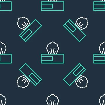 Line Wet wipe pack icon isolated seamless pattern on black background. Vector Illustrazione stock