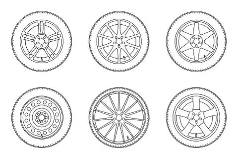 Line wheels set. Stock Illustration