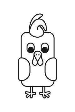 Line white black and white geometric stylized rooster Illustrazione stock