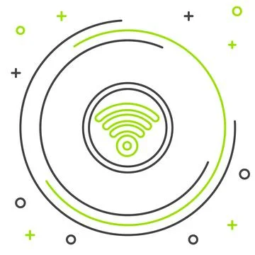 Line Wi-Fi wireless internet network symbol icon isolated on white background Stock Illustration