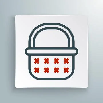 Line Wicker basket icon isolated on white background. Colorful outline concept Stock Illustration