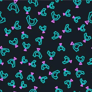 Line Wild west saddle icon isolated seamless pattern on black background. Vector Illustrazione stock