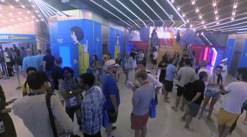 Line on Will Smith Seminar on Cannes Lions 2016. Filmed in time lapse Stock Footage