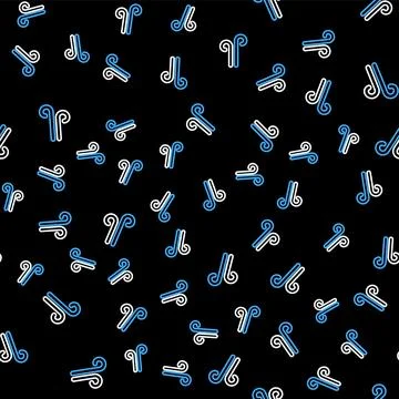 Line Wind icon isolated seamless pattern on black background. Windy weather Illustrazione stock