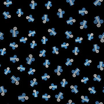 Line Wind icon isolated seamless pattern on black background. Windy weather Stockillustratie