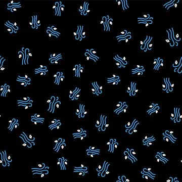 Line Wind icon isolated seamless pattern on black background. Windy weather Stock Illustration