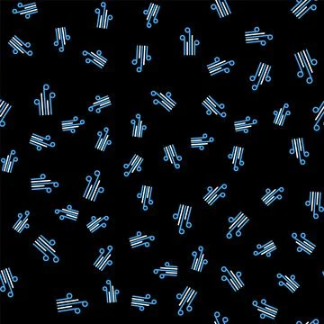 Line Wind icon isolated seamless pattern on black background. Windy weather Stock Illustration