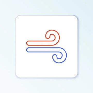 Line Wind icon isolated on white background. Windy weather. Colorful outline Illustrazione stock