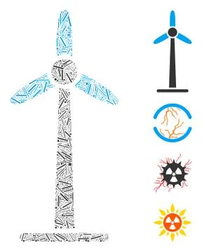 Line Wind Power Generator Icon Vector Mosaic 스톡 일러스트